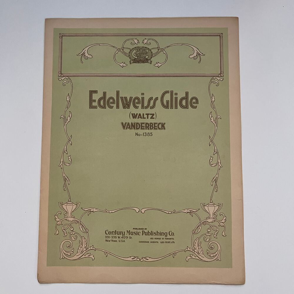 Edelweiss Glide M. Greenwald F.E. Vanderbeck 1908 Antique Sheet Music SV25-1